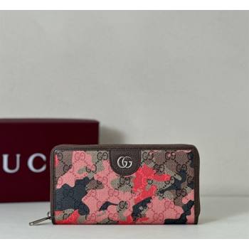Gucci Zip-around Wallet in Camouflage GG Fabric Pink/Red 2026 834694 (DLH-260128105)