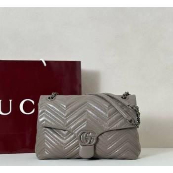 Gucci GG Marmont Leather medium shoulder bag Grey 2026 850676 (DLH-260128077)