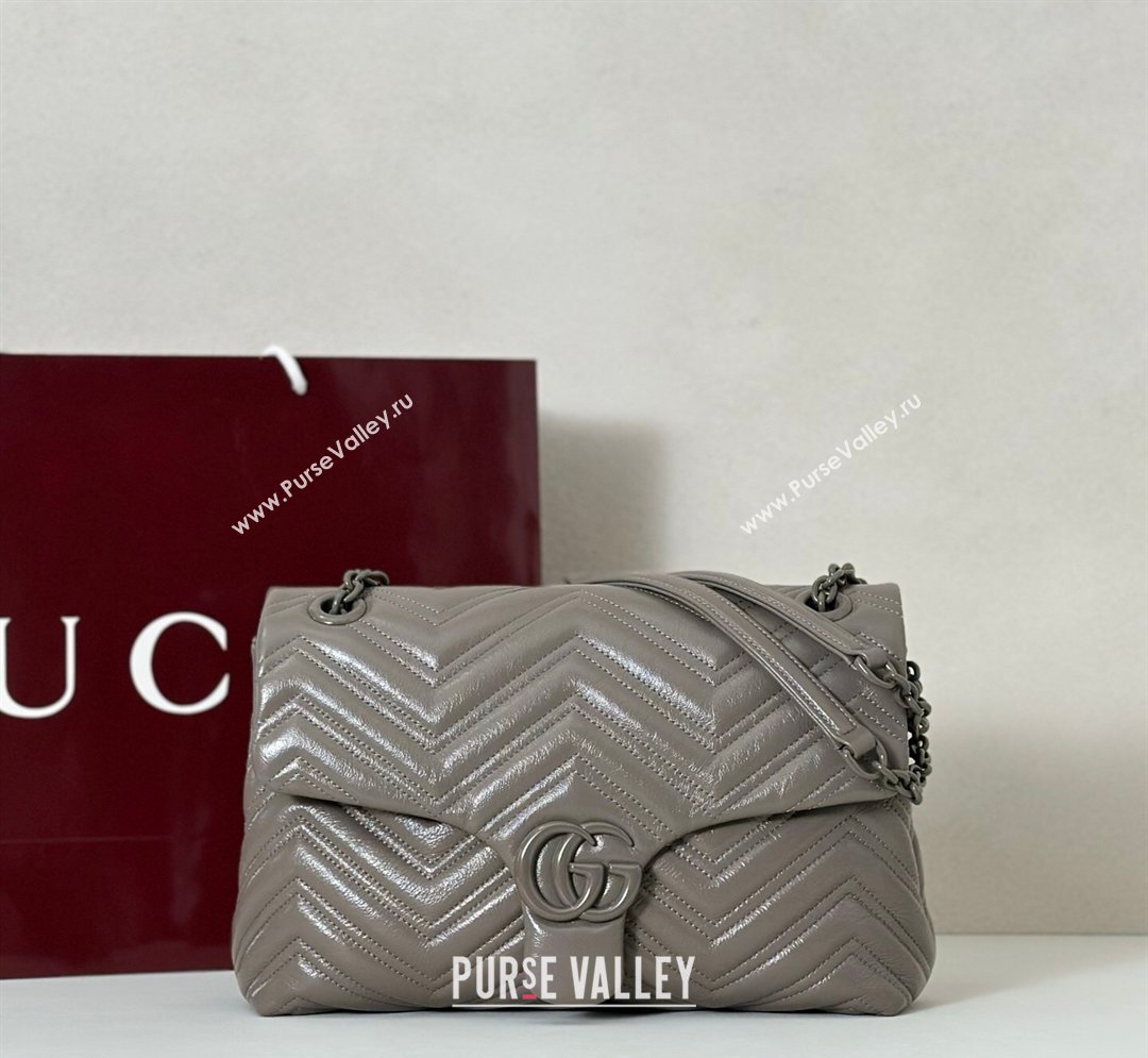 Gucci GG Marmont Leather medium shoulder bag Grey 2026 850676 (DLH-260128077)