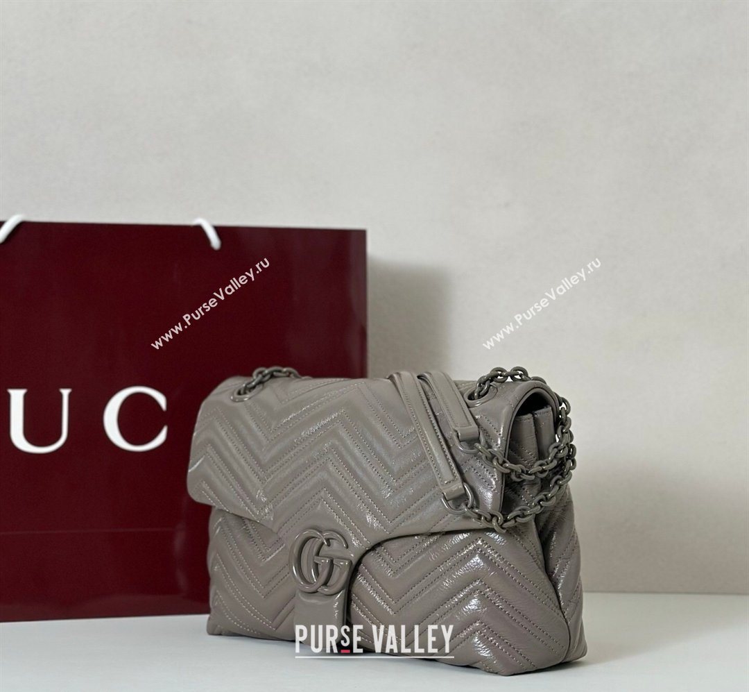 Gucci GG Marmont Leather medium shoulder bag Grey 2026 850676 (DLH-260128077)