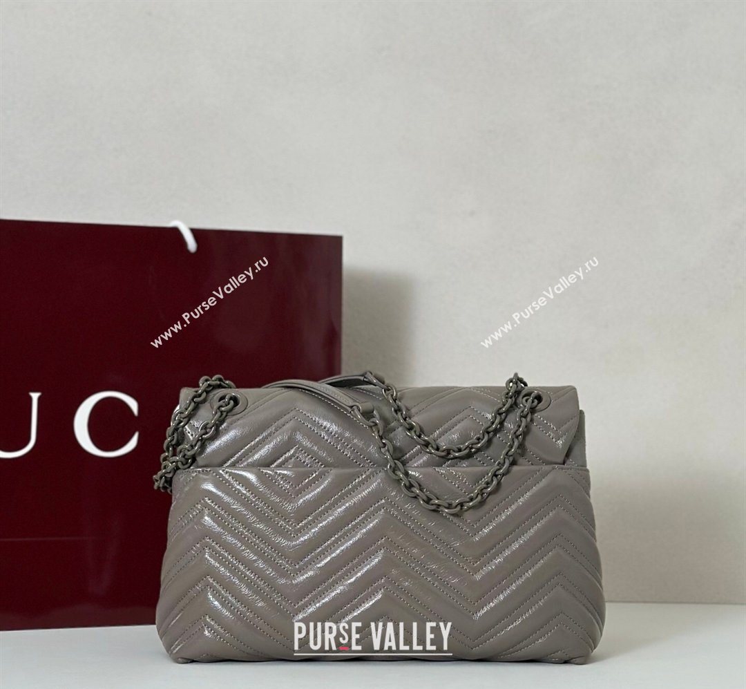 Gucci GG Marmont Leather medium shoulder bag Grey 2026 850676 (DLH-260128077)