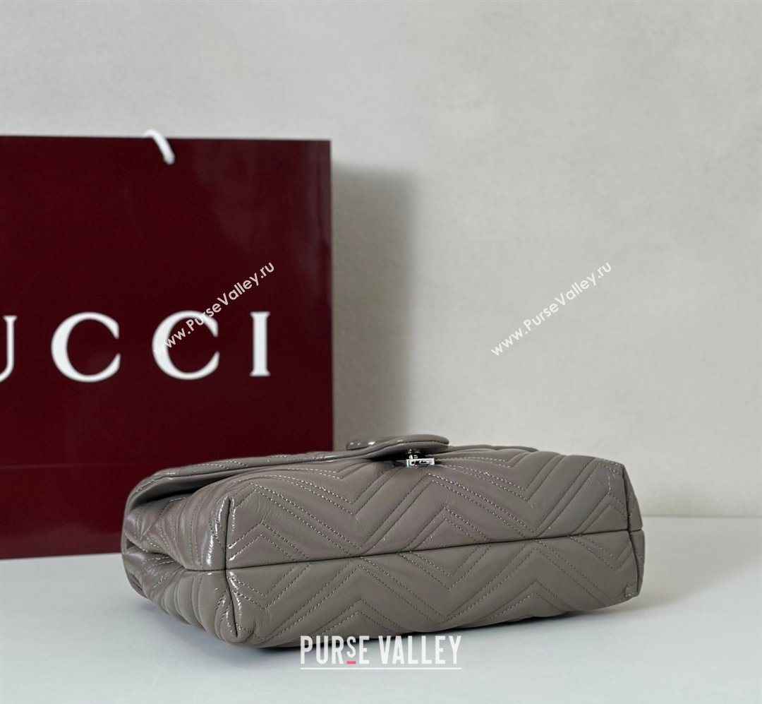 Gucci GG Marmont Leather medium shoulder bag Grey 2026 850676 (DLH-260128077)