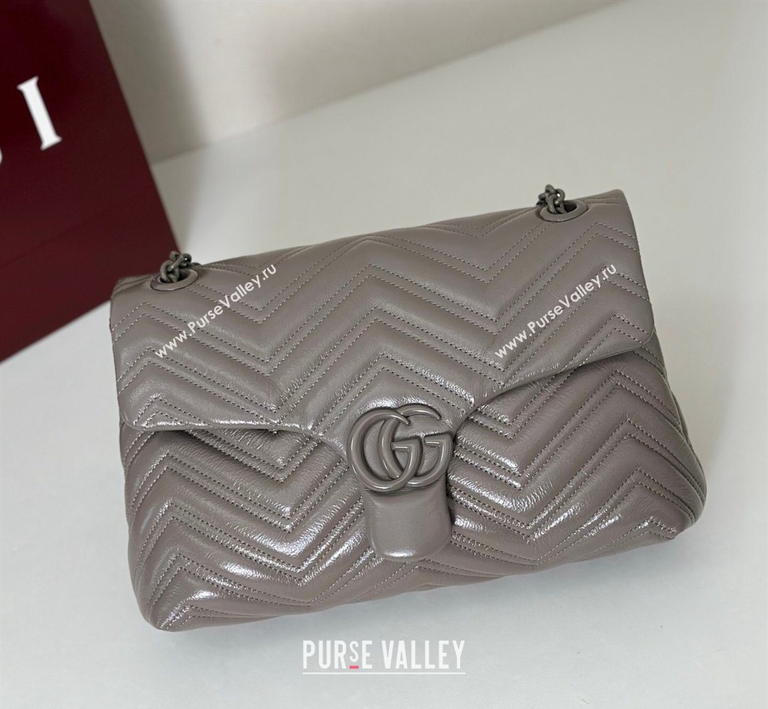 Gucci GG Marmont Leather medium shoulder bag Grey 2026 850676 (DLH-260128077)