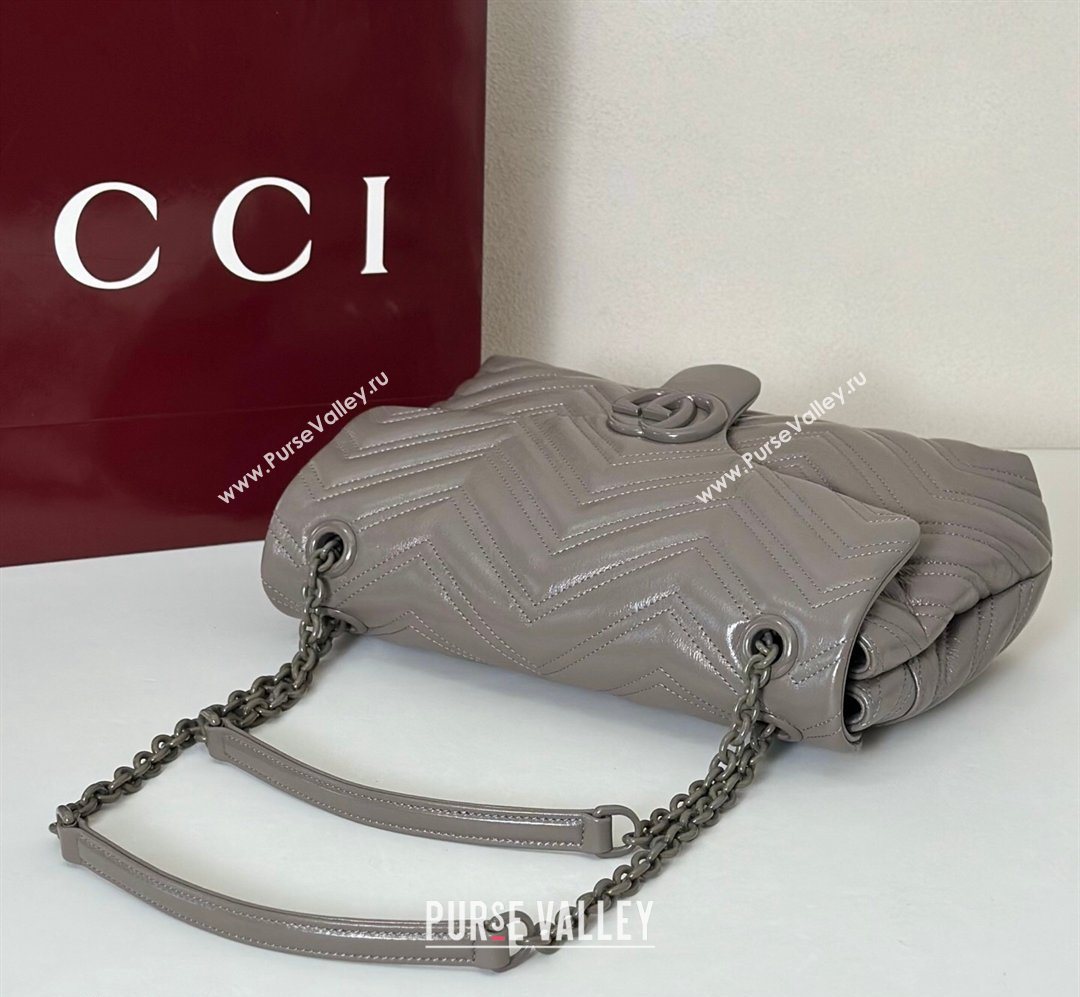 Gucci GG Marmont Leather medium shoulder bag Grey 2026 850676 (DLH-260128077)