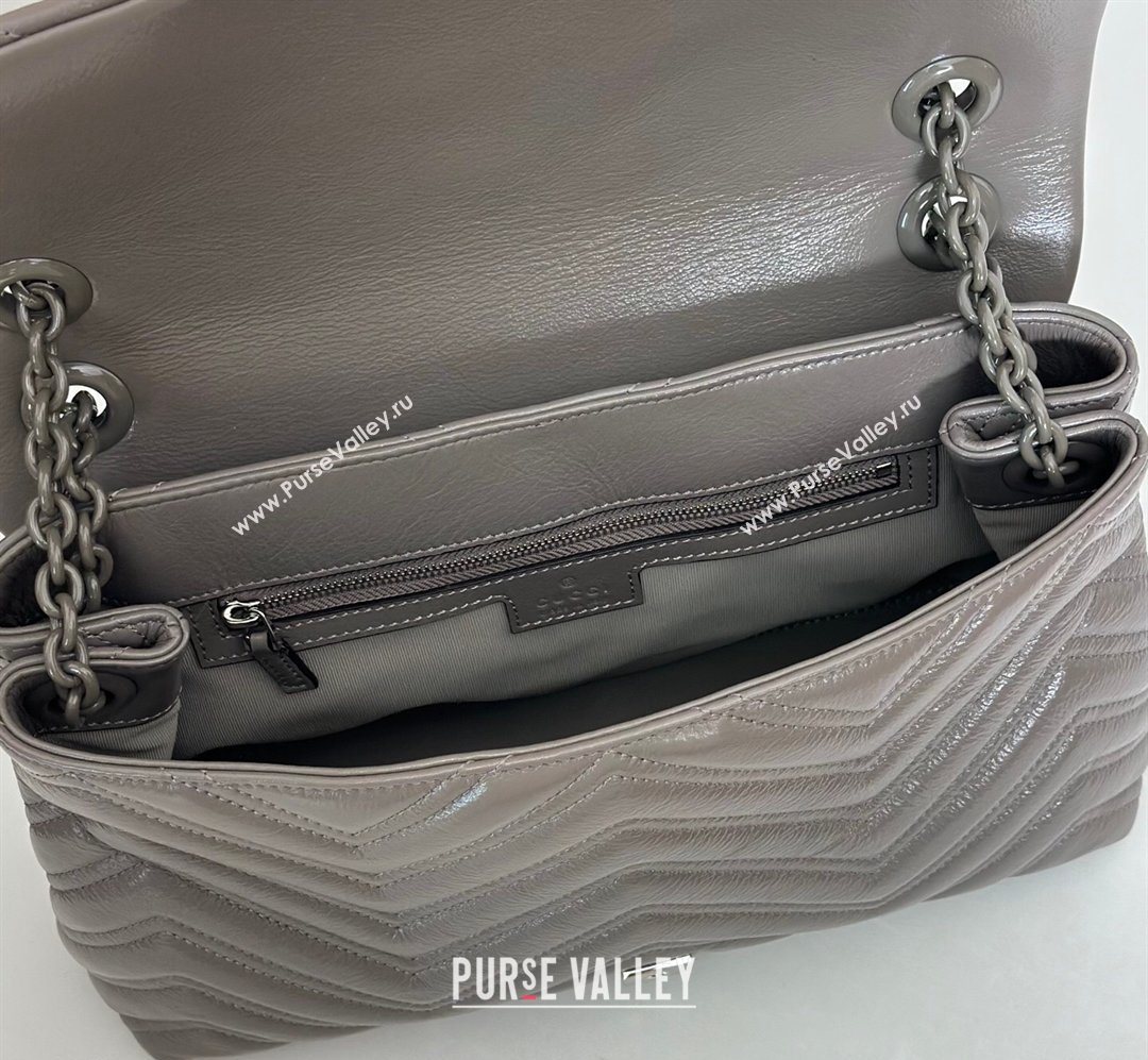 Gucci GG Marmont Leather medium shoulder bag Grey 2026 850676 (DLH-260128077)