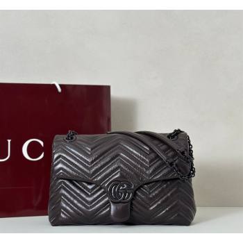 Gucci GG Marmont Leather medium shoulder bag Dark Brown 2026 850676 (DLH-260128078)