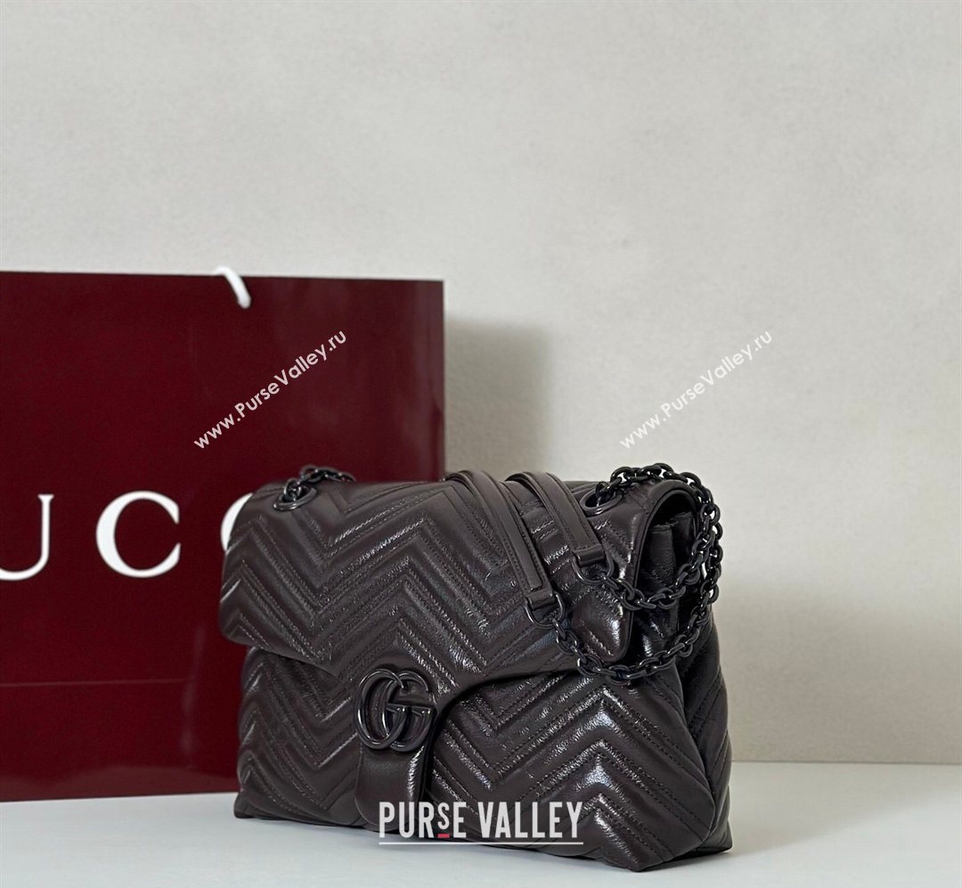 Gucci GG Marmont Leather medium shoulder bag Dark Brown 2026 850676 (DLH-260128078)