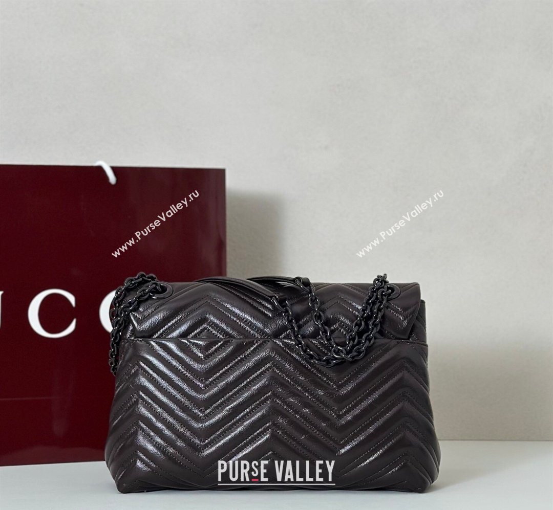 Gucci GG Marmont Leather medium shoulder bag Dark Brown 2026 850676 (DLH-260128078)