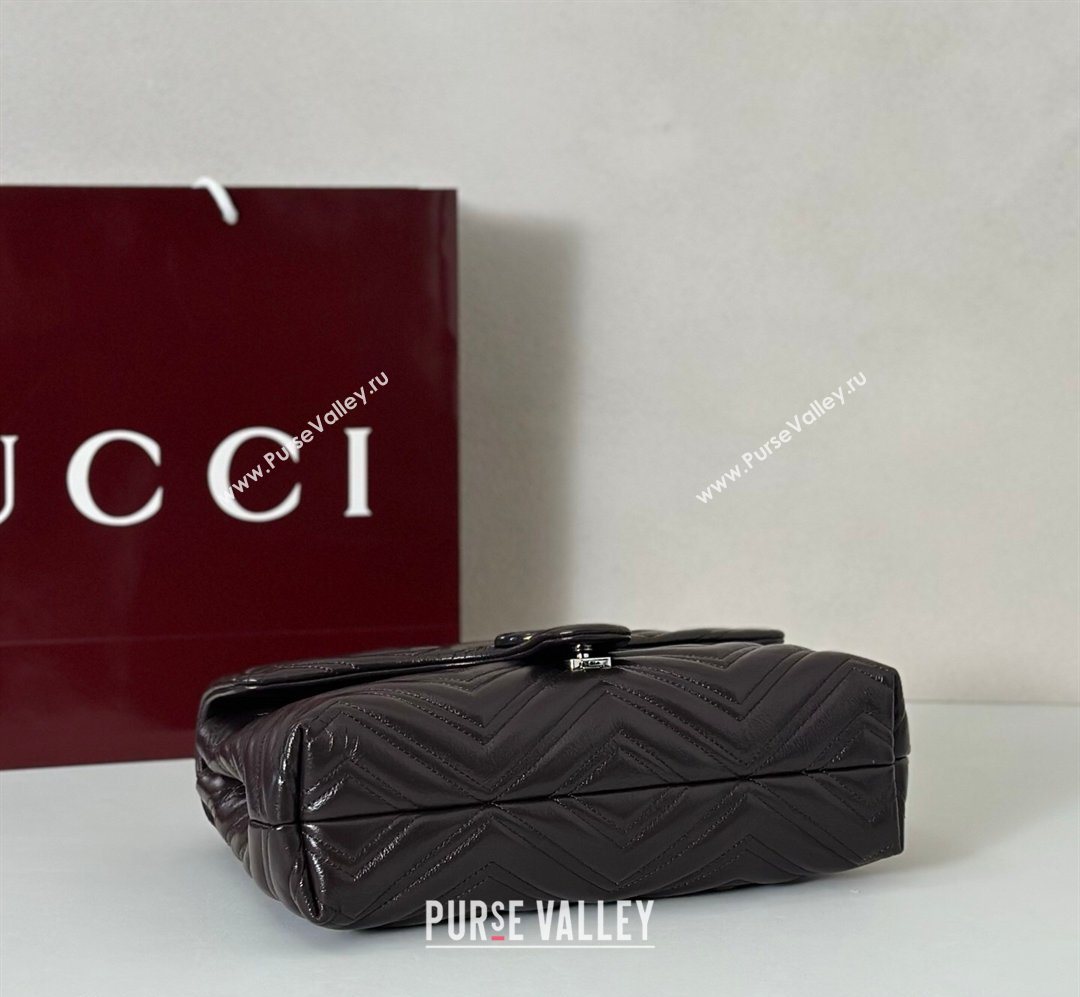 Gucci GG Marmont Leather medium shoulder bag Dark Brown 2026 850676 (DLH-260128078)