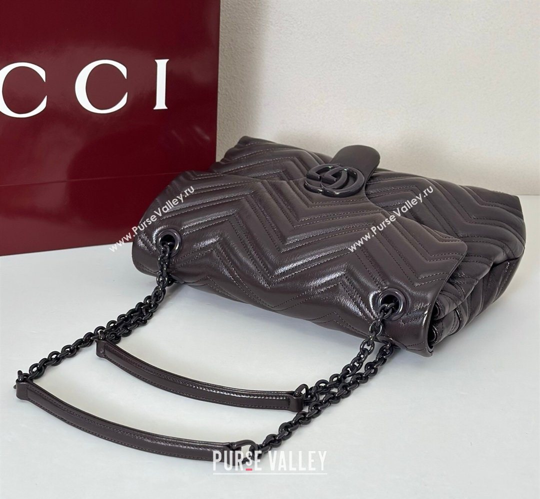 Gucci GG Marmont Leather medium shoulder bag Dark Brown 2026 850676 (DLH-260128078)