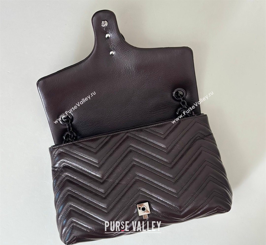 Gucci GG Marmont Leather medium shoulder bag Dark Brown 2026 850676 (DLH-260128078)