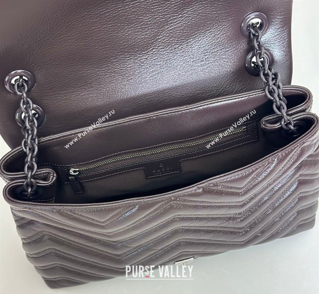 Gucci GG Marmont Leather medium shoulder bag Dark Brown 2026 850676 (DLH-260128078)