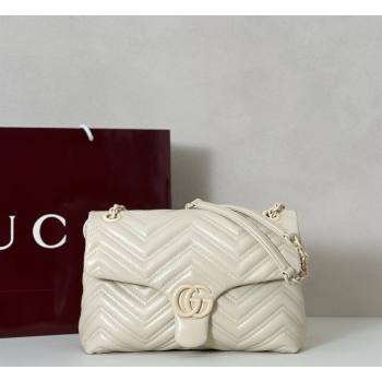 Gucci GG Marmont Leather medium shoulder bag Ivory White 2026 850676 (DLH-260128079)