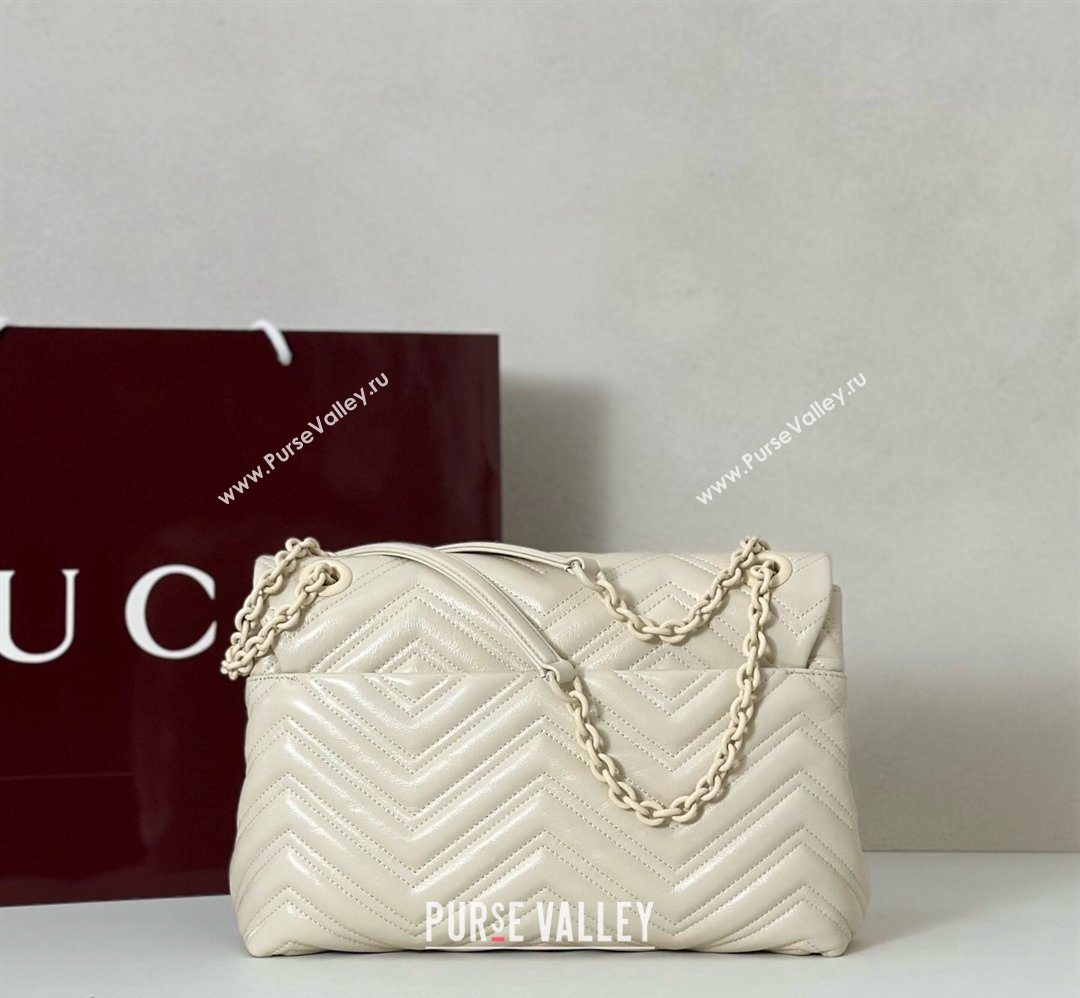 Gucci GG Marmont Leather medium shoulder bag Ivory White 2026 850676 (DLH-260128079)