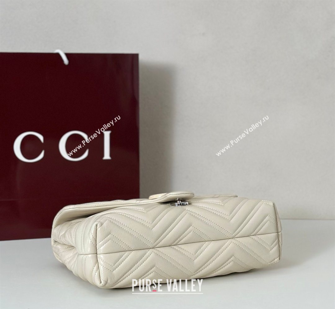 Gucci GG Marmont Leather medium shoulder bag Ivory White 2026 850676 (DLH-260128079)
