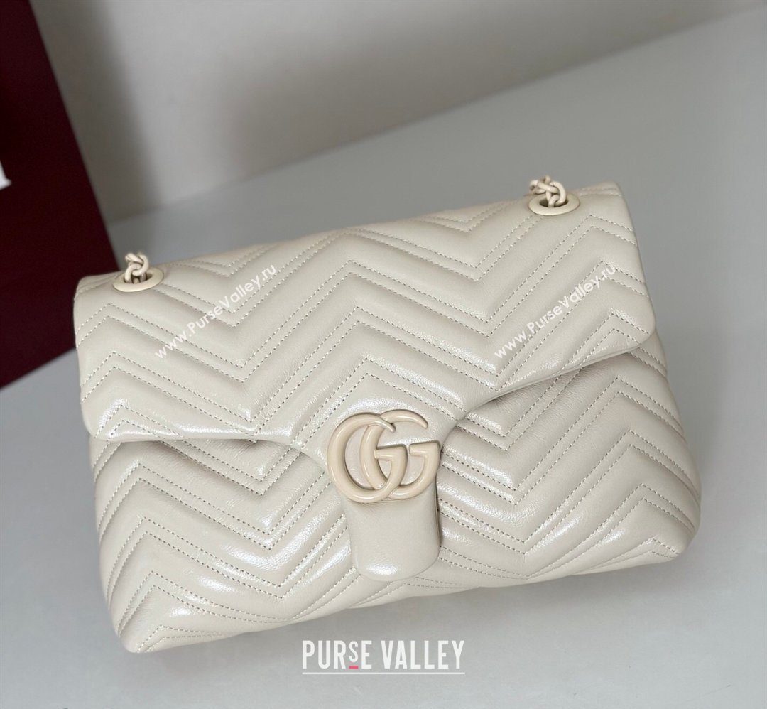 Gucci GG Marmont Leather medium shoulder bag Ivory White 2026 850676 (DLH-260128079)