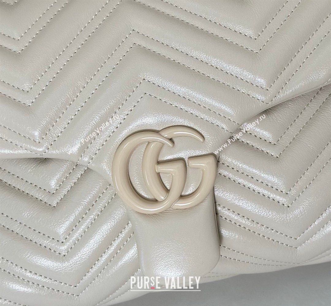 Gucci GG Marmont Leather medium shoulder bag Ivory White 2026 850676 (DLH-260128079)