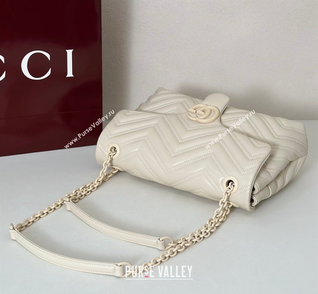 Gucci GG Marmont Leather medium shoulder bag Ivory White 2026 850676 (DLH-260128079)