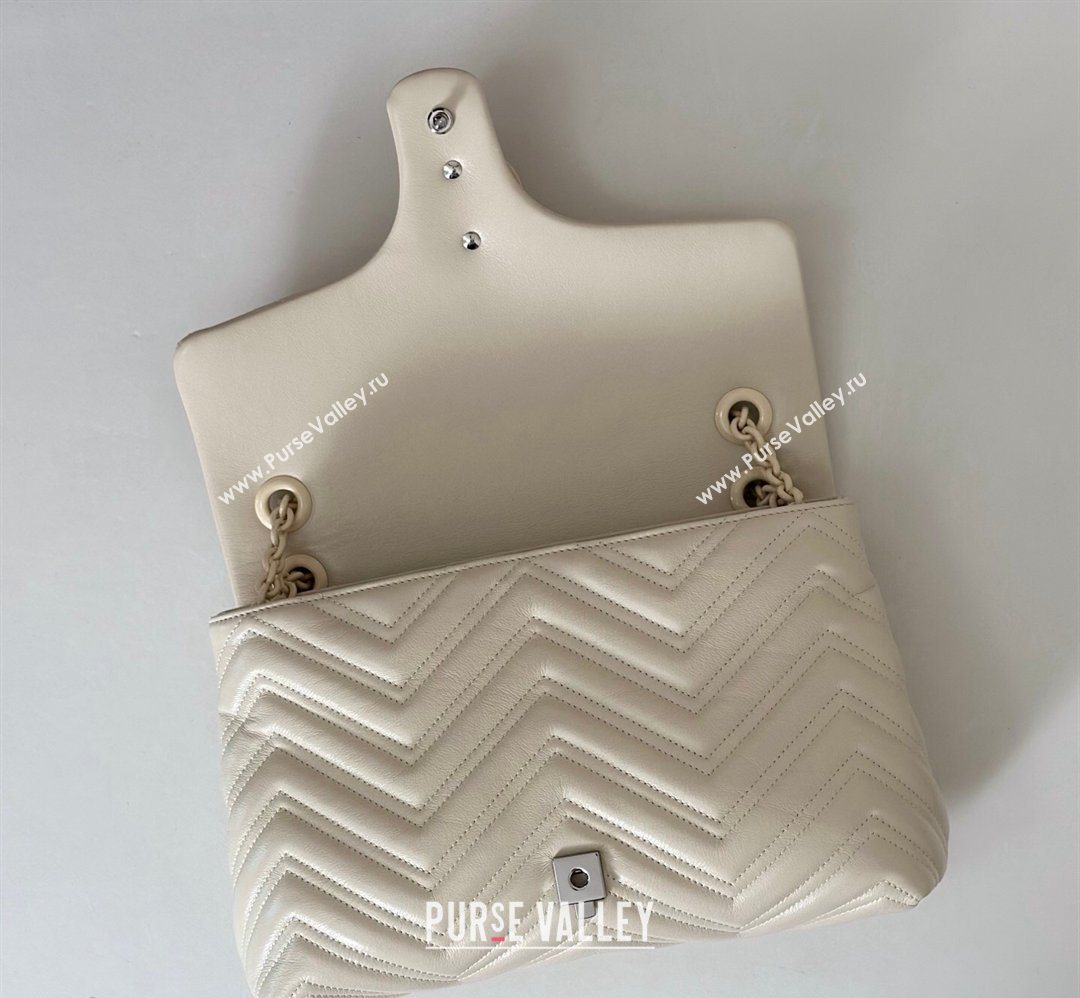 Gucci GG Marmont Leather medium shoulder bag Ivory White 2026 850676 (DLH-260128079)