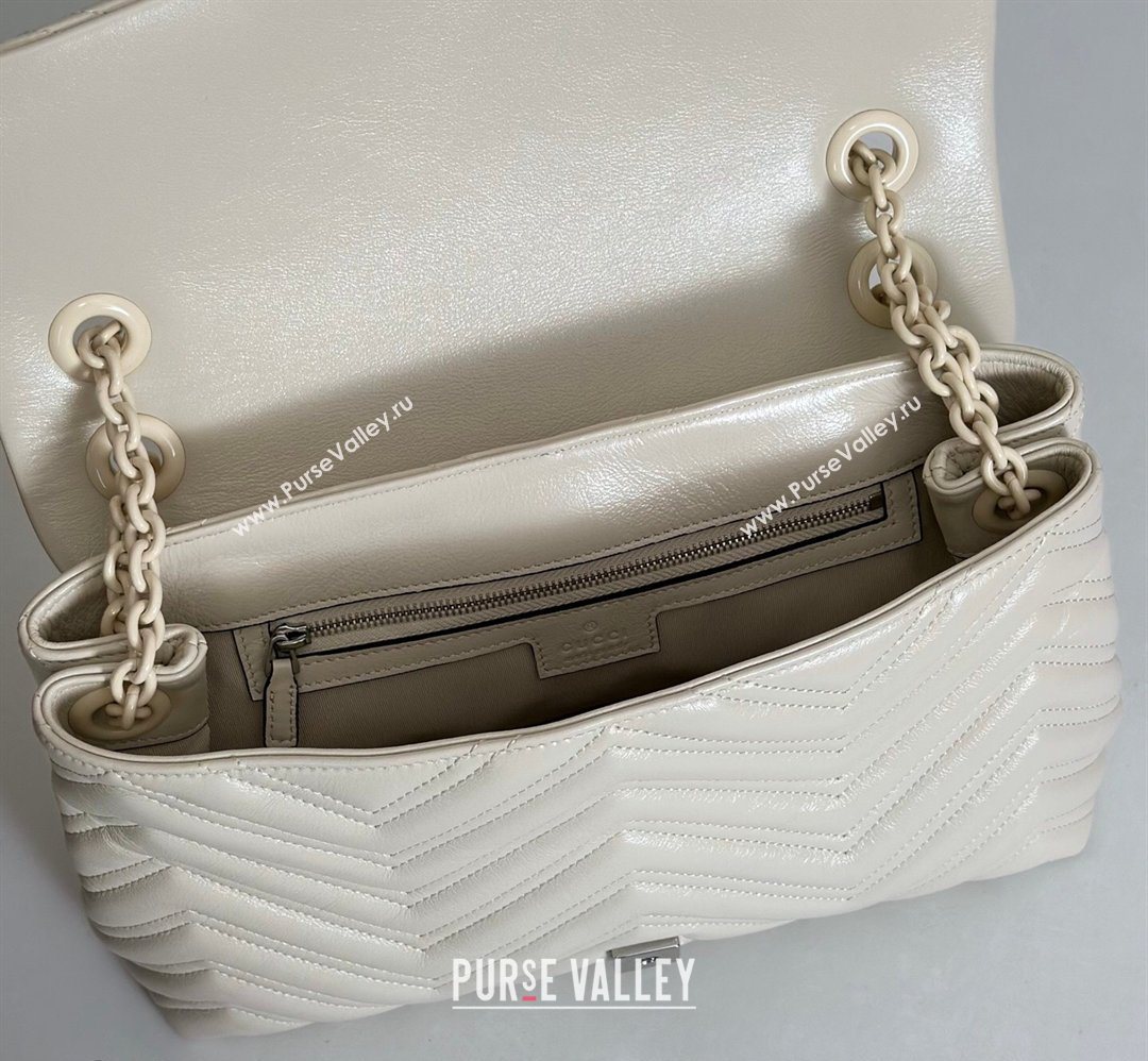 Gucci GG Marmont Leather medium shoulder bag Ivory White 2026 850676 (DLH-260128079)