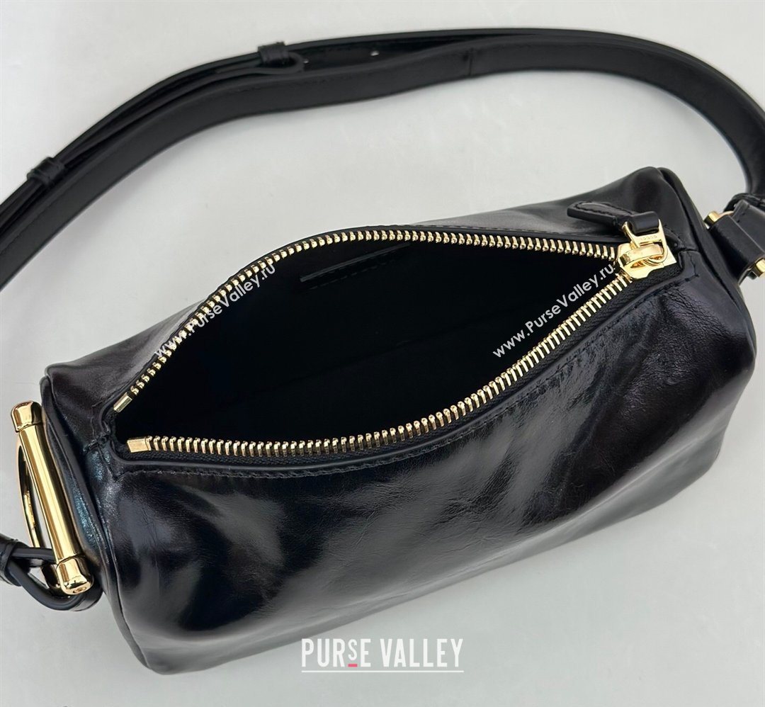 Gucci Half Horsebit mini shoulder bag in Crinkle Patent Leather Black 2026 860784 (DLH-260128056)