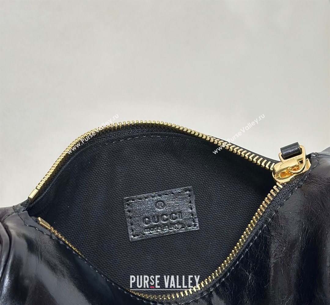 Gucci Half Horsebit mini shoulder bag in Crinkle Patent Leather Black 2026 860784 (DLH-260128056)