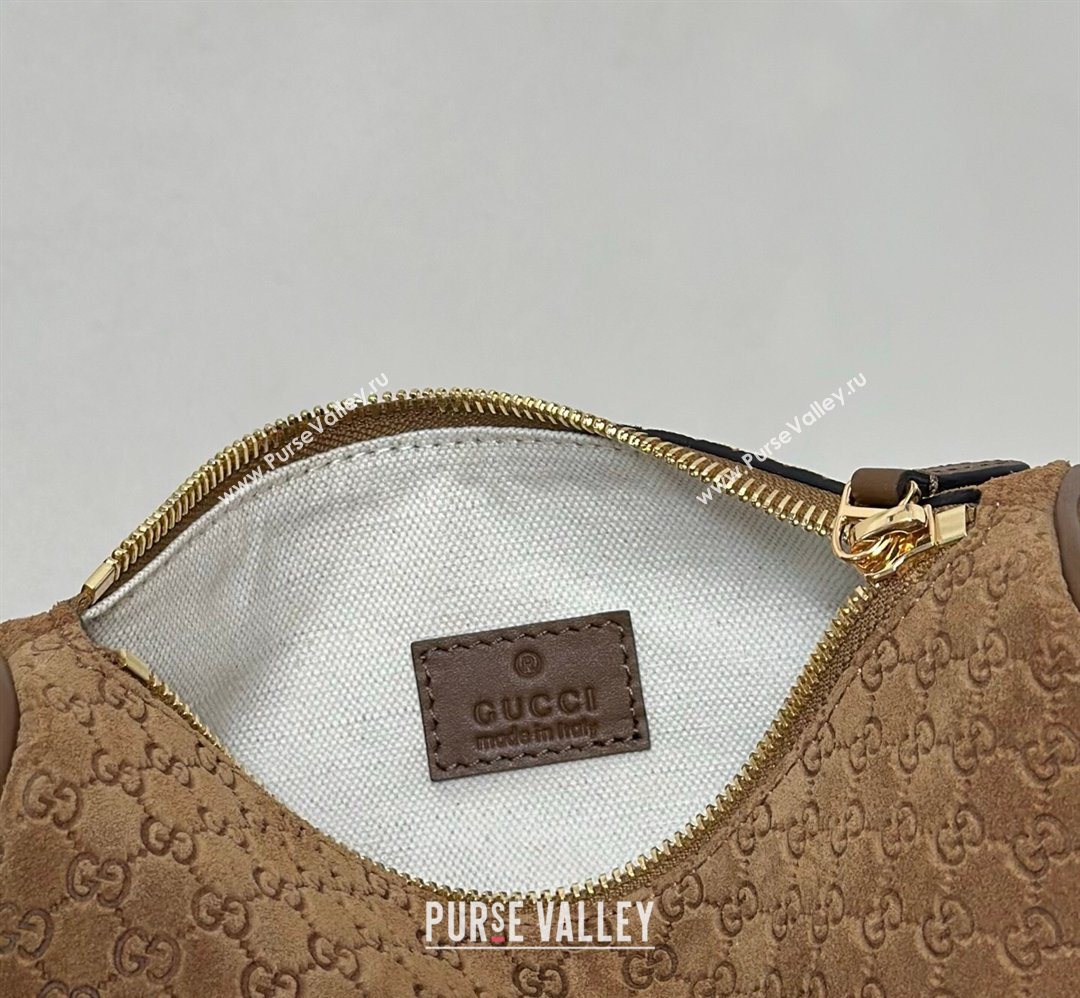 Gucci Half Horsebit mini shoulder bag in GG Suede Brown 2026 860784 (DLH-260128055)