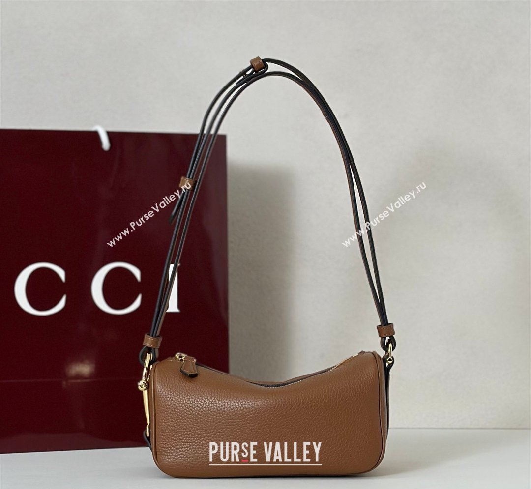 Gucci Half Horsebit mini shoulder bag in Grainy Leather Brown 2026 860784 (DLH-260128054)