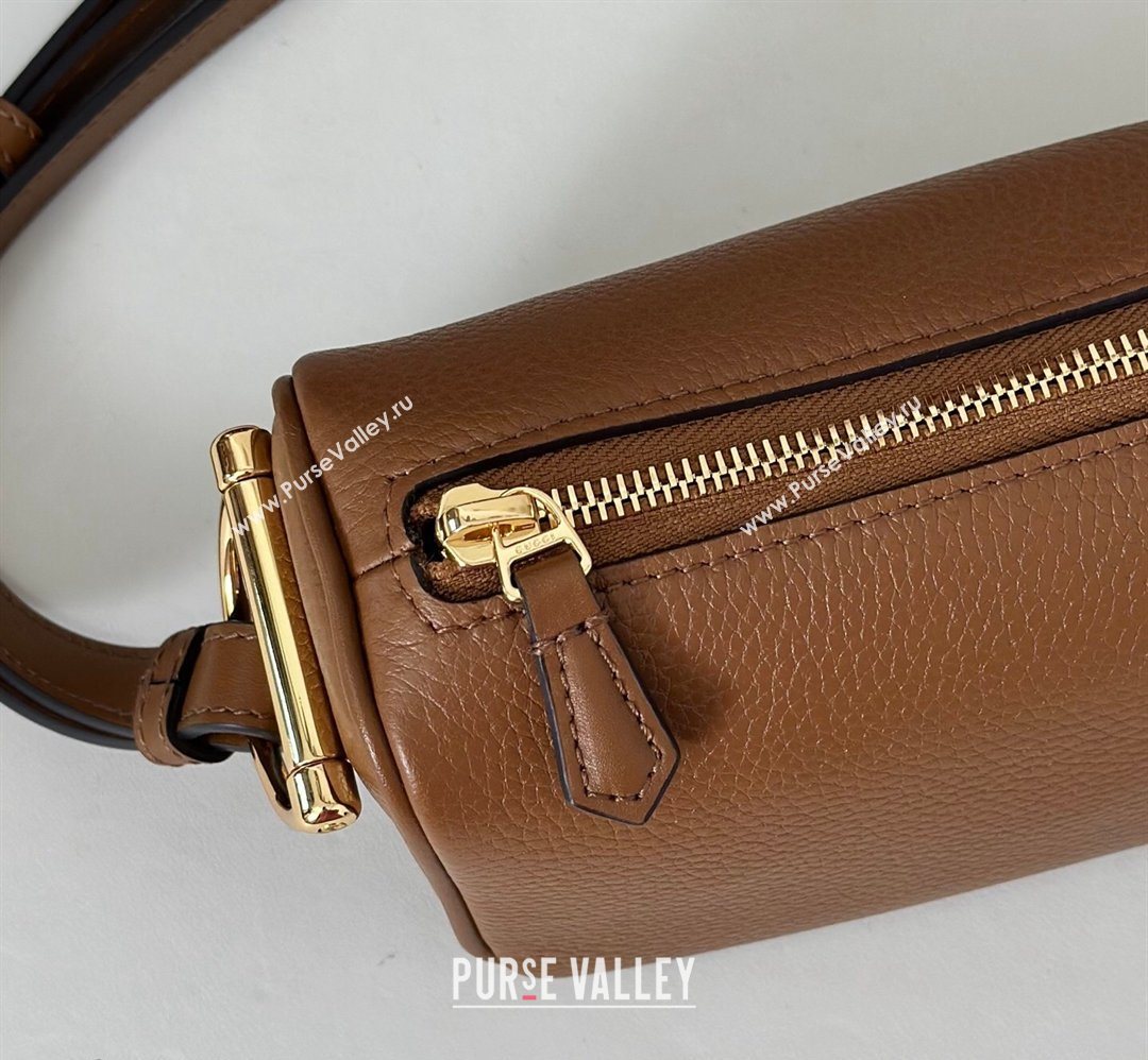 Gucci Half Horsebit mini shoulder bag in Grainy Leather Brown 2026 860784 (DLH-260128054)