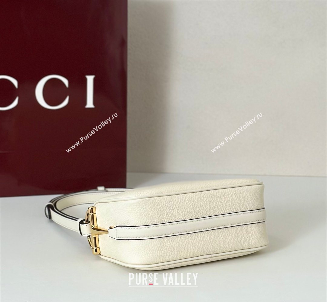 Gucci Half Horsebit mini shoulder bag in Grainy Leather White 2026 860784 (DLH-260128053)