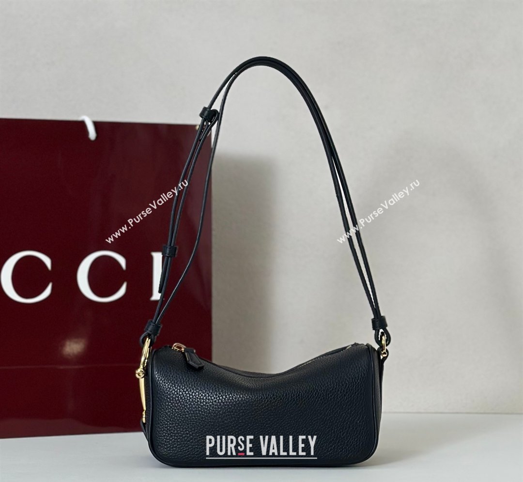 Gucci Half Horsebit mini shoulder bag in Grainy Leather Black 2026 860784 (DLH-260128052)