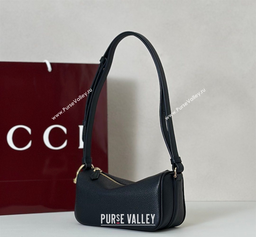 Gucci Half Horsebit mini shoulder bag in Grainy Leather Black 2026 860784 (DLH-260128052)