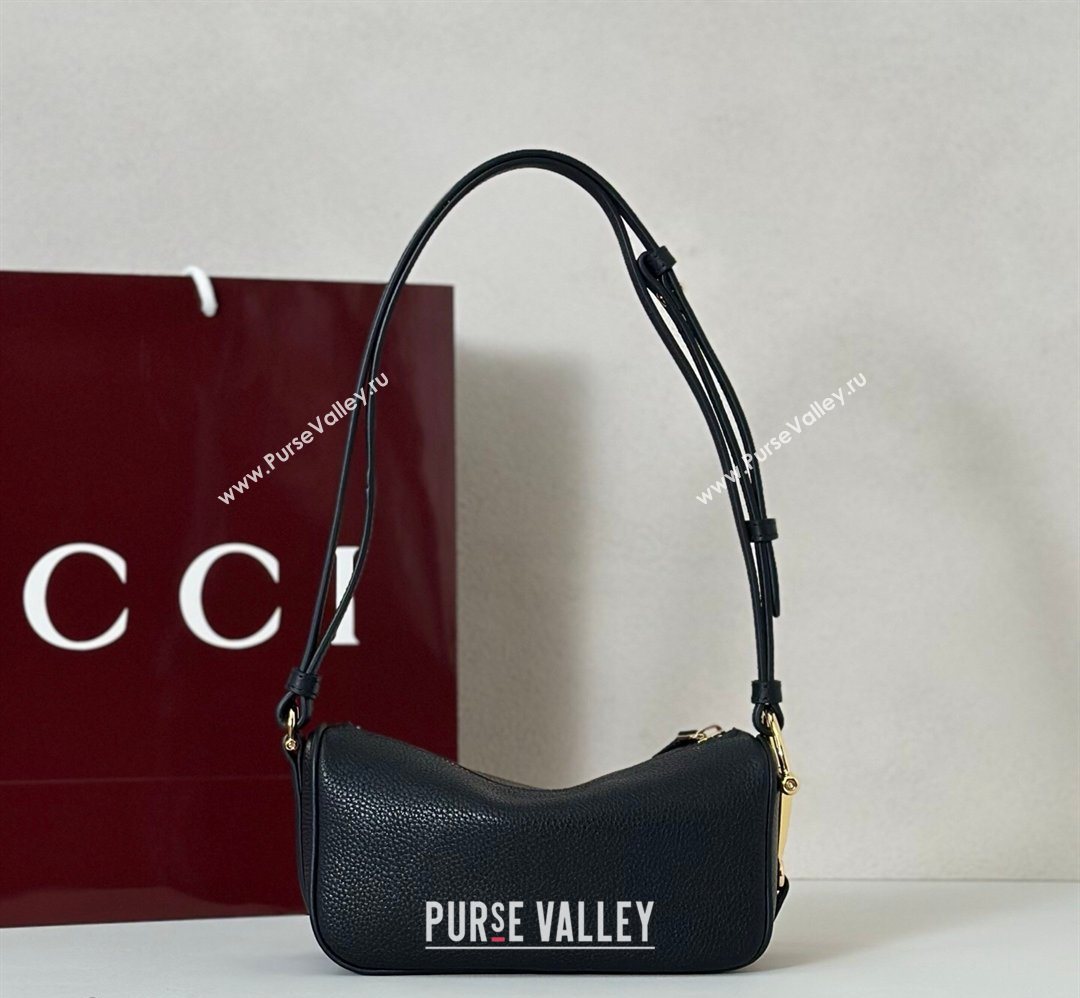 Gucci Half Horsebit mini shoulder bag in Grainy Leather Black 2026 860784 (DLH-260128052)