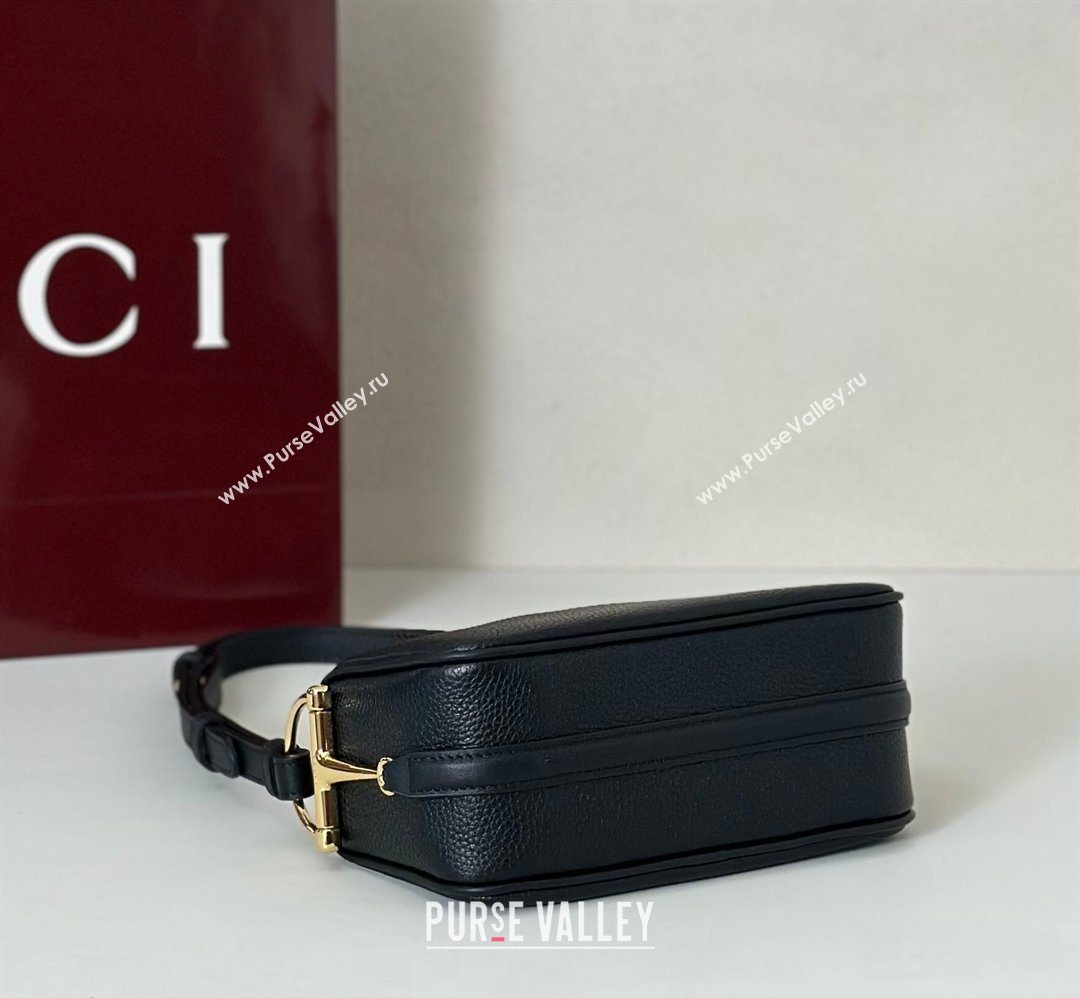 Gucci Half Horsebit mini shoulder bag in Grainy Leather Black 2026 860784 (DLH-260128052)
