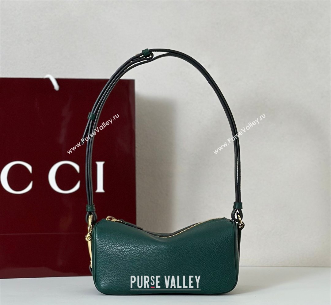 Gucci Half Horsebit mini shoulder bag in Grainy Leather Dark Green 2026 860784 (DLH-260128051)