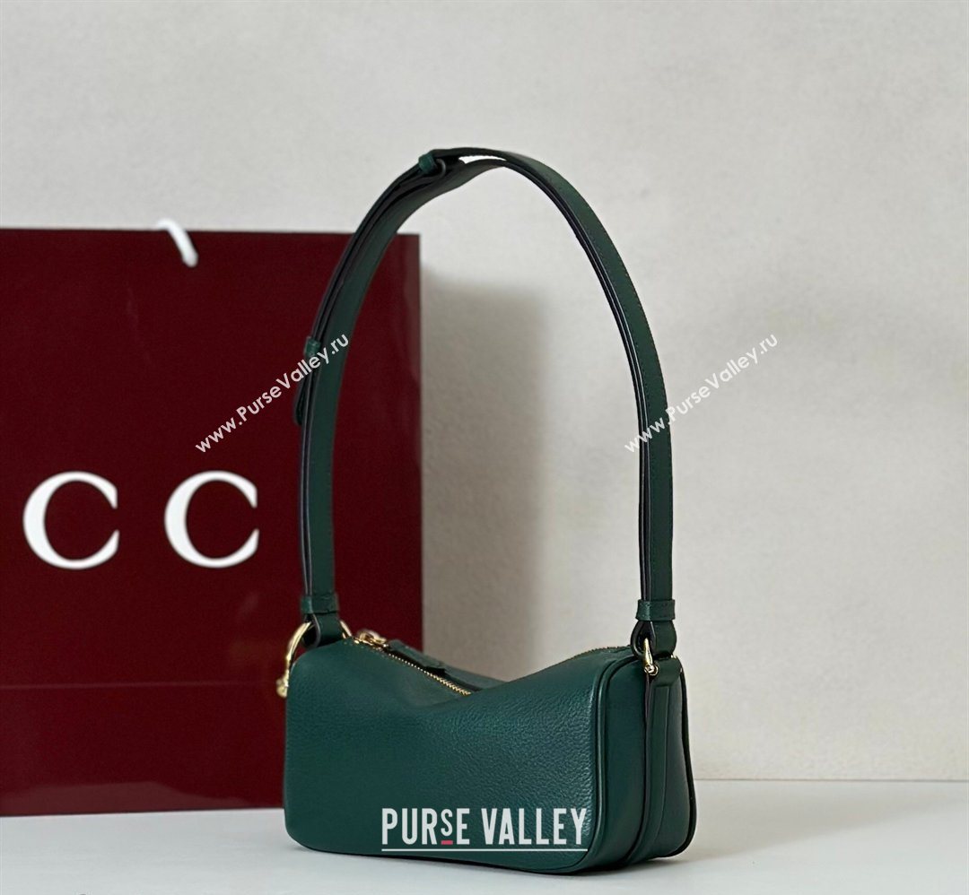 Gucci Half Horsebit mini shoulder bag in Grainy Leather Dark Green 2026 860784 (DLH-260128051)