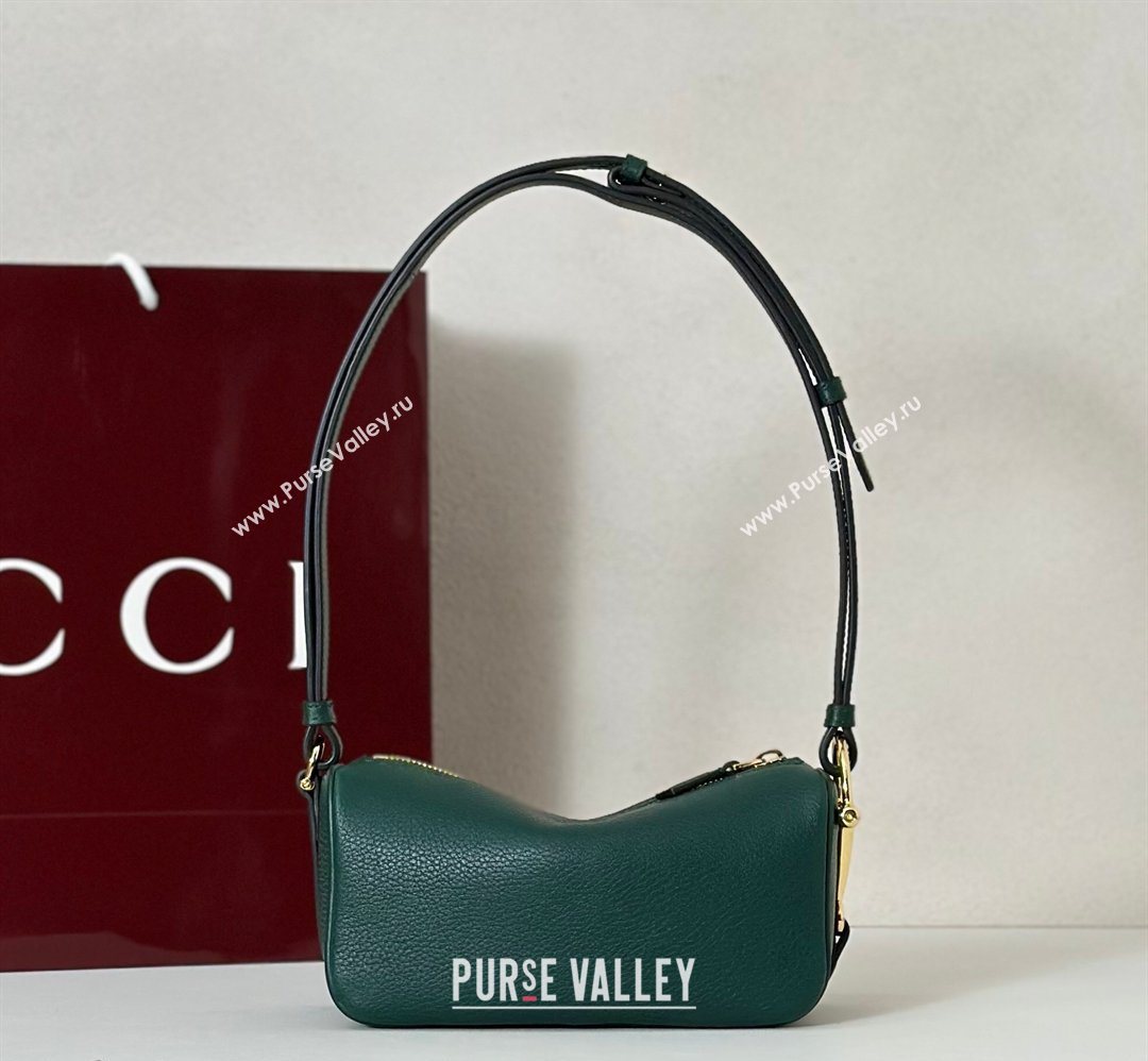 Gucci Half Horsebit mini shoulder bag in Grainy Leather Dark Green 2026 860784 (DLH-260128051)