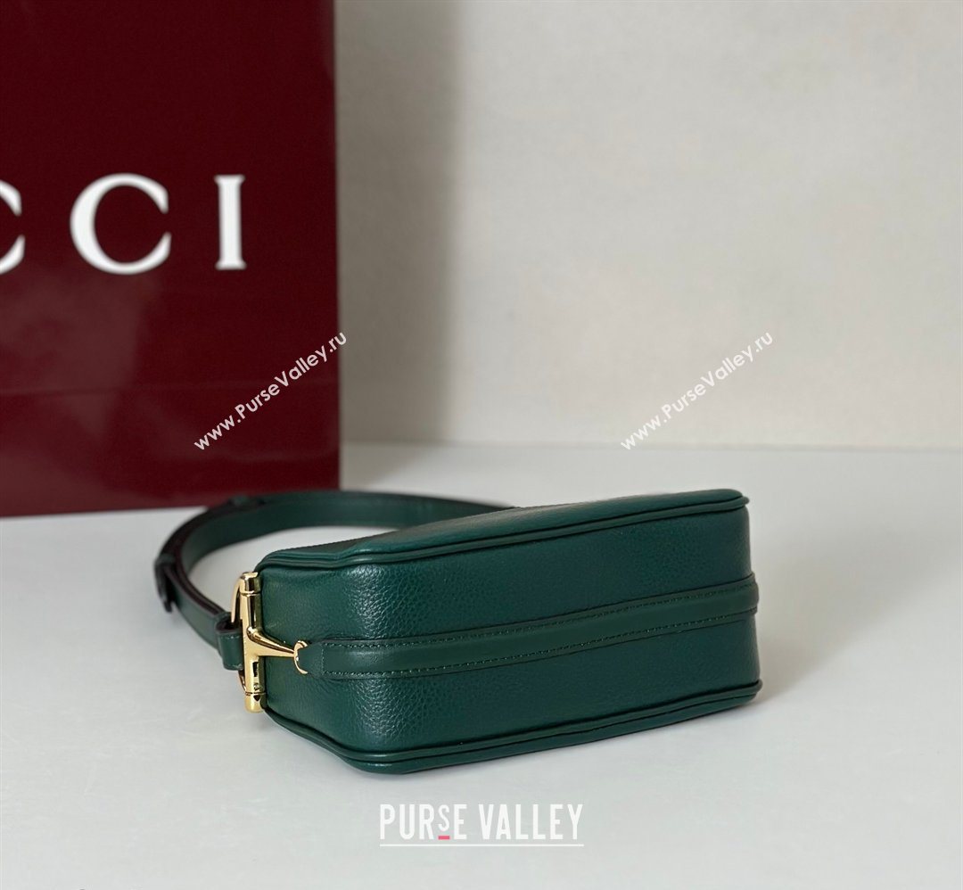 Gucci Half Horsebit mini shoulder bag in Grainy Leather Dark Green 2026 860784 (DLH-260128051)