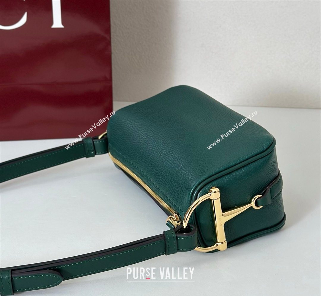 Gucci Half Horsebit mini shoulder bag in Grainy Leather Dark Green 2026 860784 (DLH-260128051)