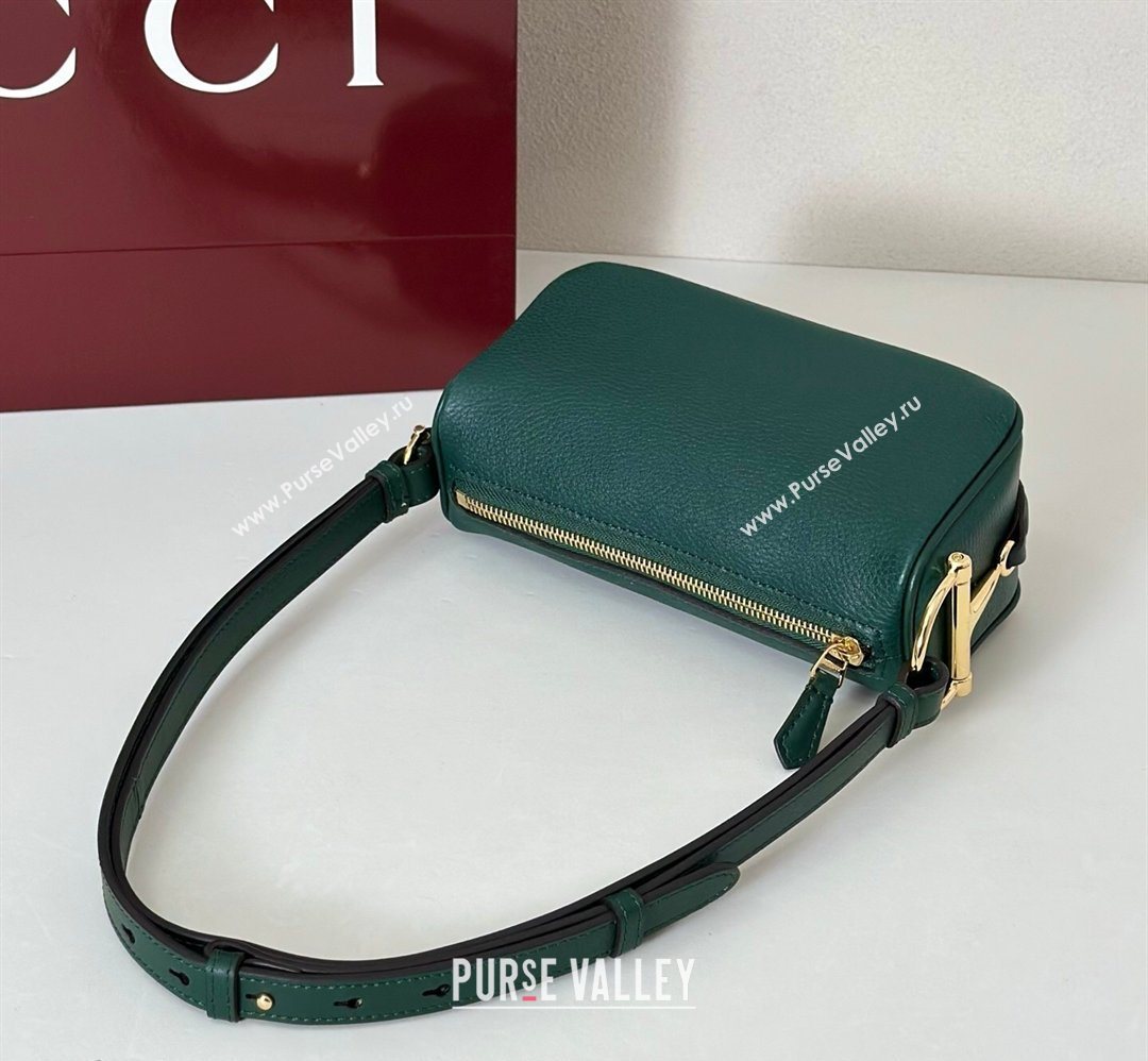 Gucci Half Horsebit mini shoulder bag in Grainy Leather Dark Green 2026 860784 (DLH-260128051)