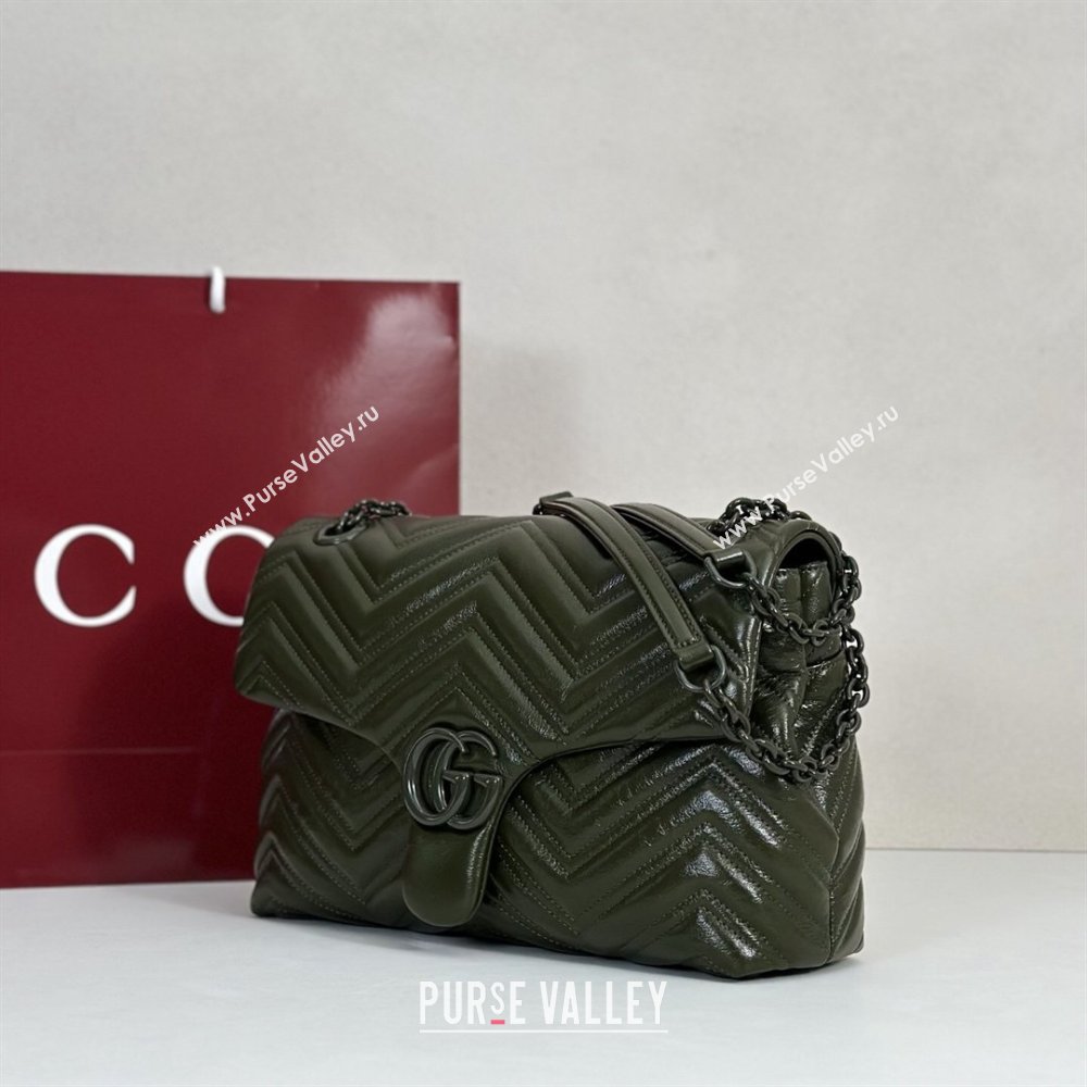 Gucci GG Marmont Leather medium shoulder bag Forest Green 2026 850676 (DLH-260128076)