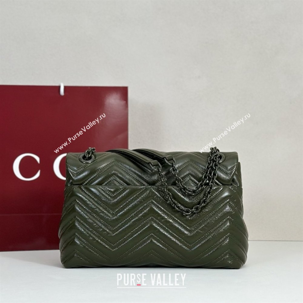 Gucci GG Marmont Leather medium shoulder bag Forest Green 2026 850676 (DLH-260128076)