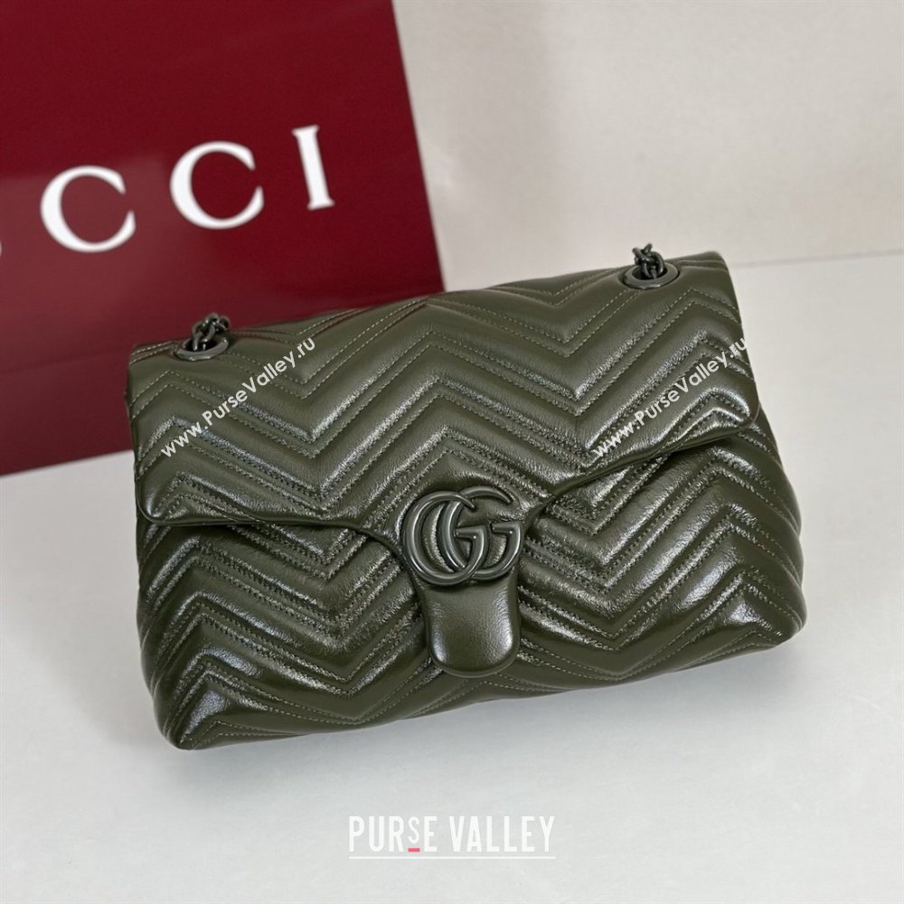 Gucci GG Marmont Leather medium shoulder bag Forest Green 2026 850676 (DLH-260128076)