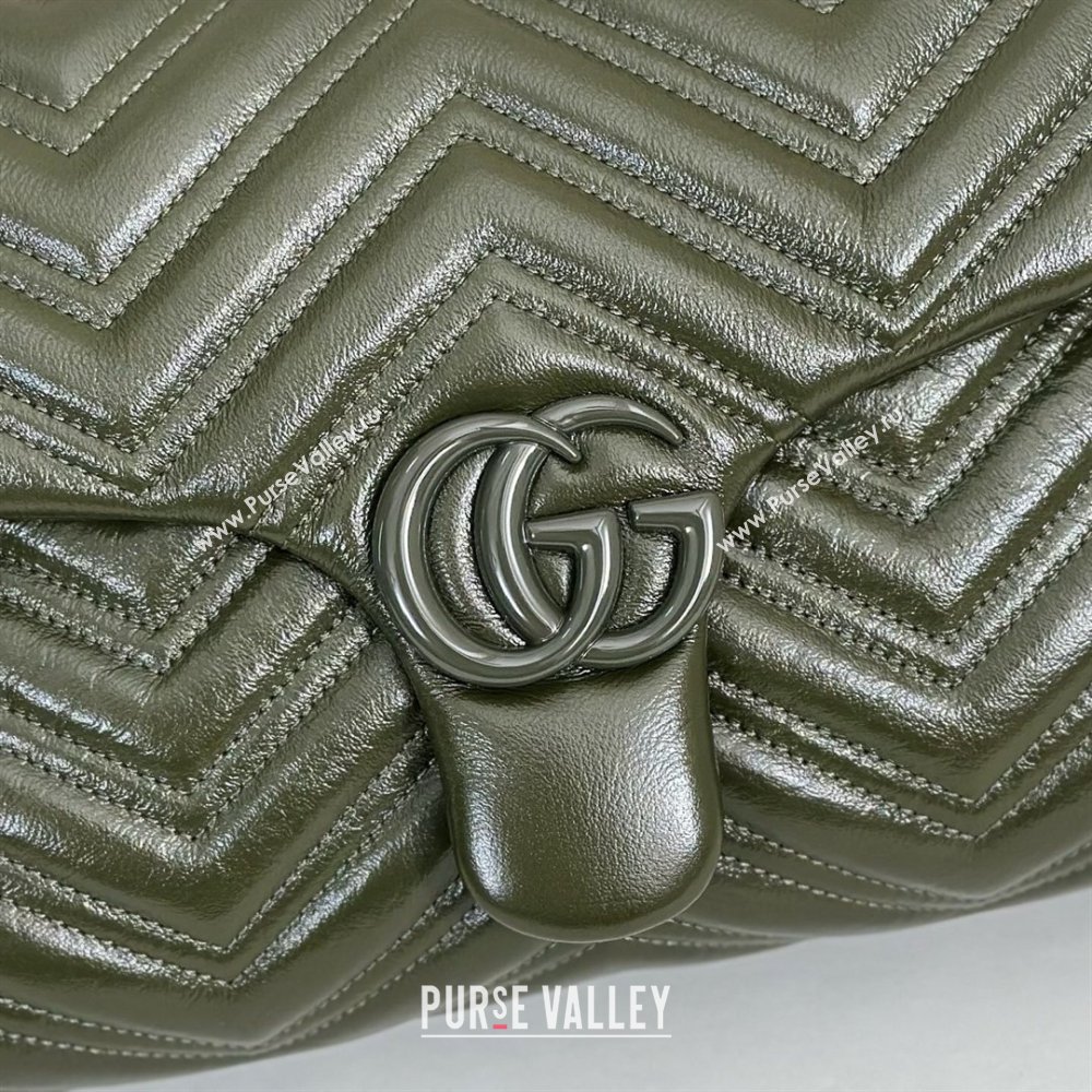Gucci GG Marmont Leather medium shoulder bag Forest Green 2026 850676 (DLH-260128076)