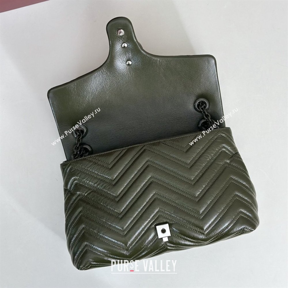 Gucci GG Marmont Leather medium shoulder bag Forest Green 2026 850676 (DLH-260128076)