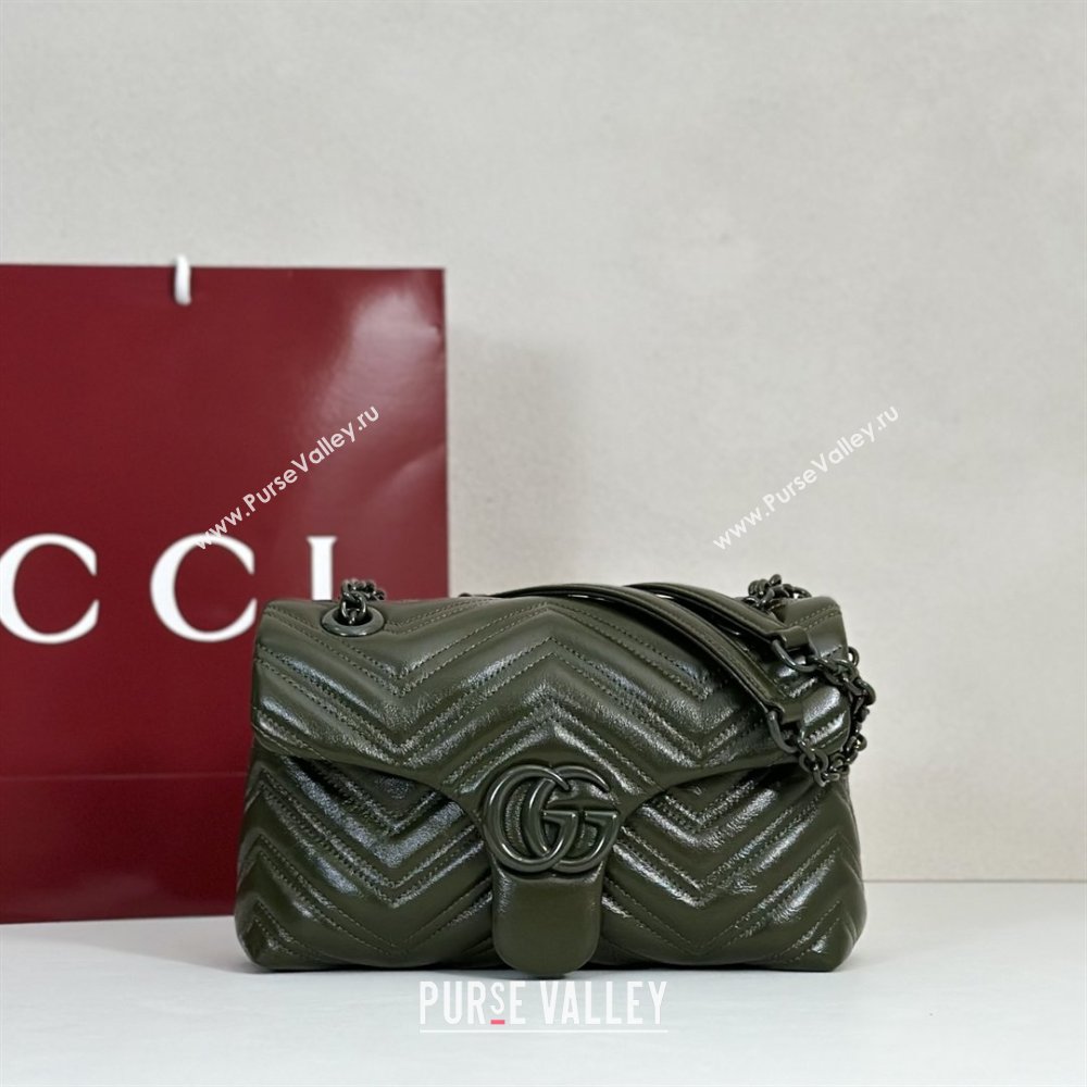 Gucci GG Marmont Leather small shoulder bag Forest Green 2026 855371 (DLH-260128071)