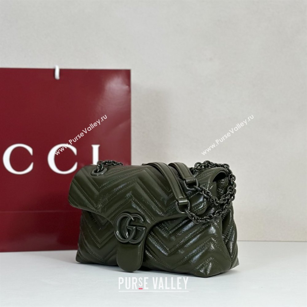 Gucci GG Marmont Leather small shoulder bag Forest Green 2026 855371 (DLH-260128071)