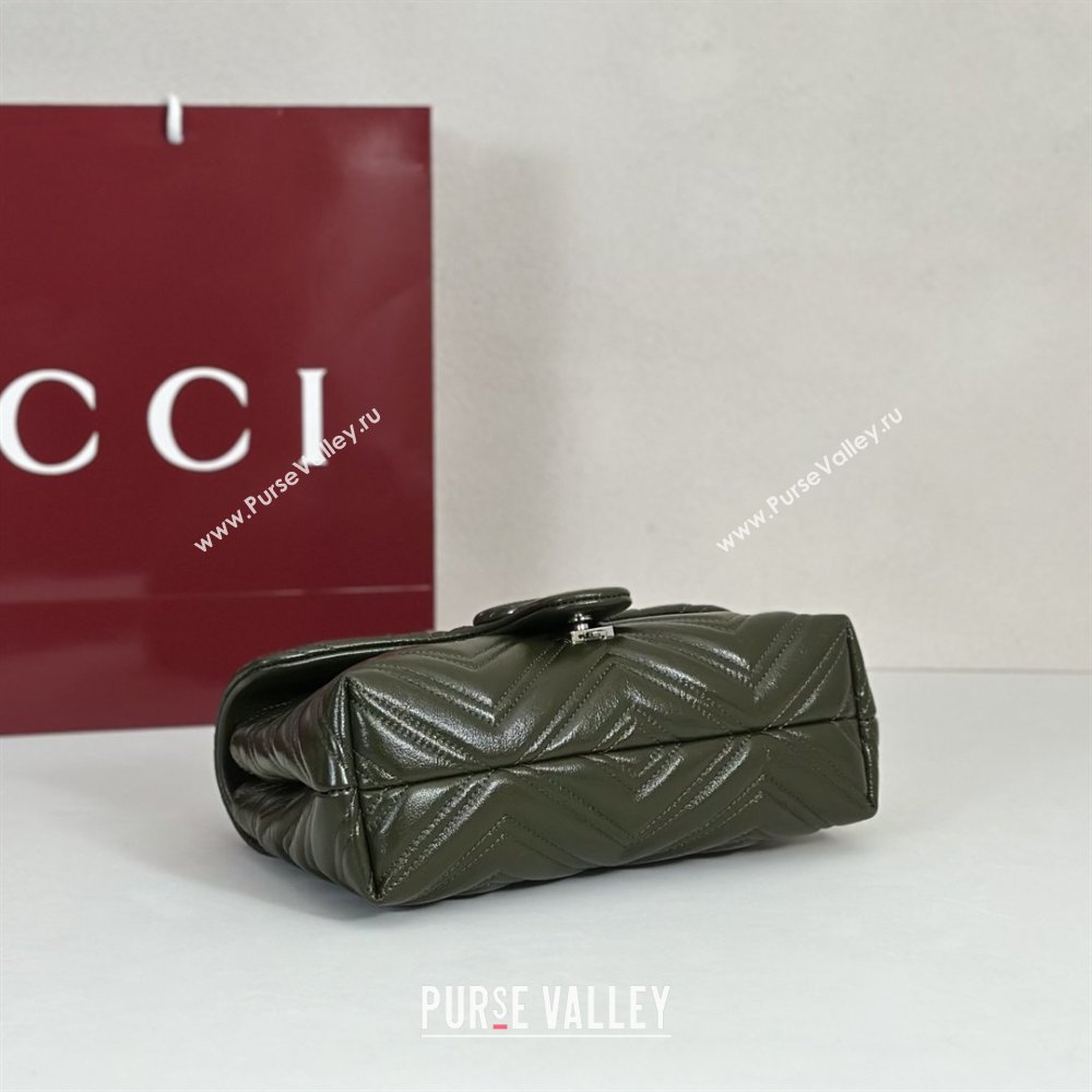Gucci GG Marmont Leather small shoulder bag Forest Green 2026 855371 (DLH-260128071)