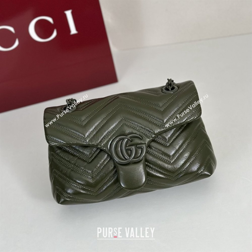 Gucci GG Marmont Leather small shoulder bag Forest Green 2026 855371 (DLH-260128071)