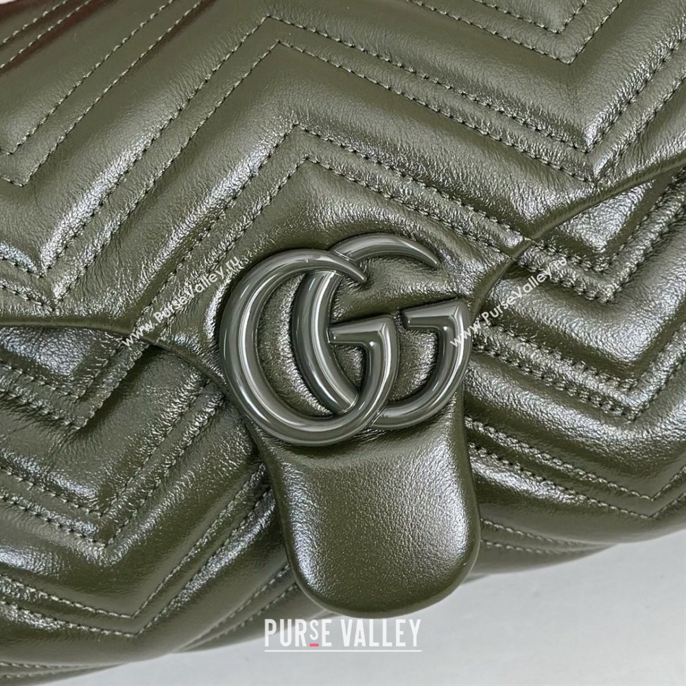 Gucci GG Marmont Leather small shoulder bag Forest Green 2026 855371 (DLH-260128071)